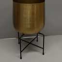 Olly & Rose 8.5 Inch Gold Metal Plant Stand with Pot - Indoor Planter, Large Flower Pot