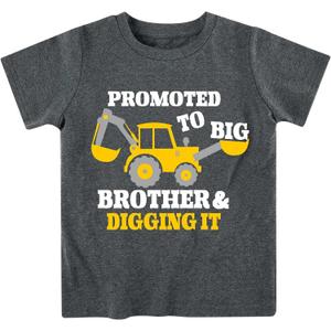 Funnycokid Big Brother T Shirt for Toddler Boys Tee Construction Promoted Short Sleeve 1-6 Years (Gray)
