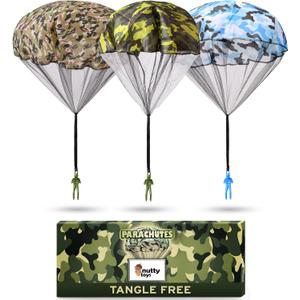 nutty toys Army Parachute Toys for Kids - Tangle Free Outdoor Flying Paratroopers, Top Indoor & Outside, 3 4 5 6 7 8 9 10 11 12 Year Old, Best Christmas Stocking Stuffers Ideas 2025, Unique Boy Gifts