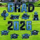 16 Pcs Graduation Yard Signs Class of 2026, 16.1" Large Blue Graduation Yard Sign with Stakes, Congrats Grad Sign for Graduation Party Decorations, Outdoor Grad Decorations for College High School