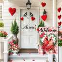Valentines Day Love Birds Garden Flag 12x18 Inch Double Sided Small Flags, Vintage Red Cardinal Welcome Roses Yard Sign for Front Porch, Lawn, Yard, Outdoor Decor DF956