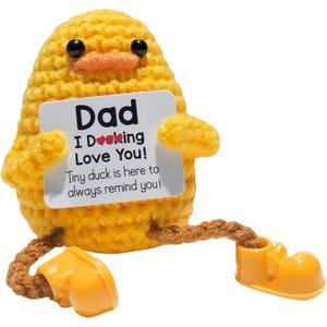 3 x Emotional Support Duck Positive Crochet Animals Fathers Day Birthday Gifts for Dad Men from Daughter Wife Son Stocking Stuffers Love Dad Office Desk Decor Encouragement