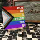 LGBT Pride Month Gifts for Men Women, LGBT Rainbow Progress Pride Lesbian Gay Queer Home Office Desk Decor, LGBTQ Equality Decor Sign, Every One Is Welcome Here