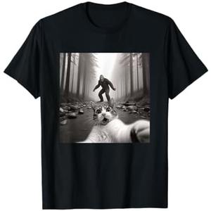 Funny Surprised Scared Cat Selfie with Sasquatsch Bigfoot T-Shirt L