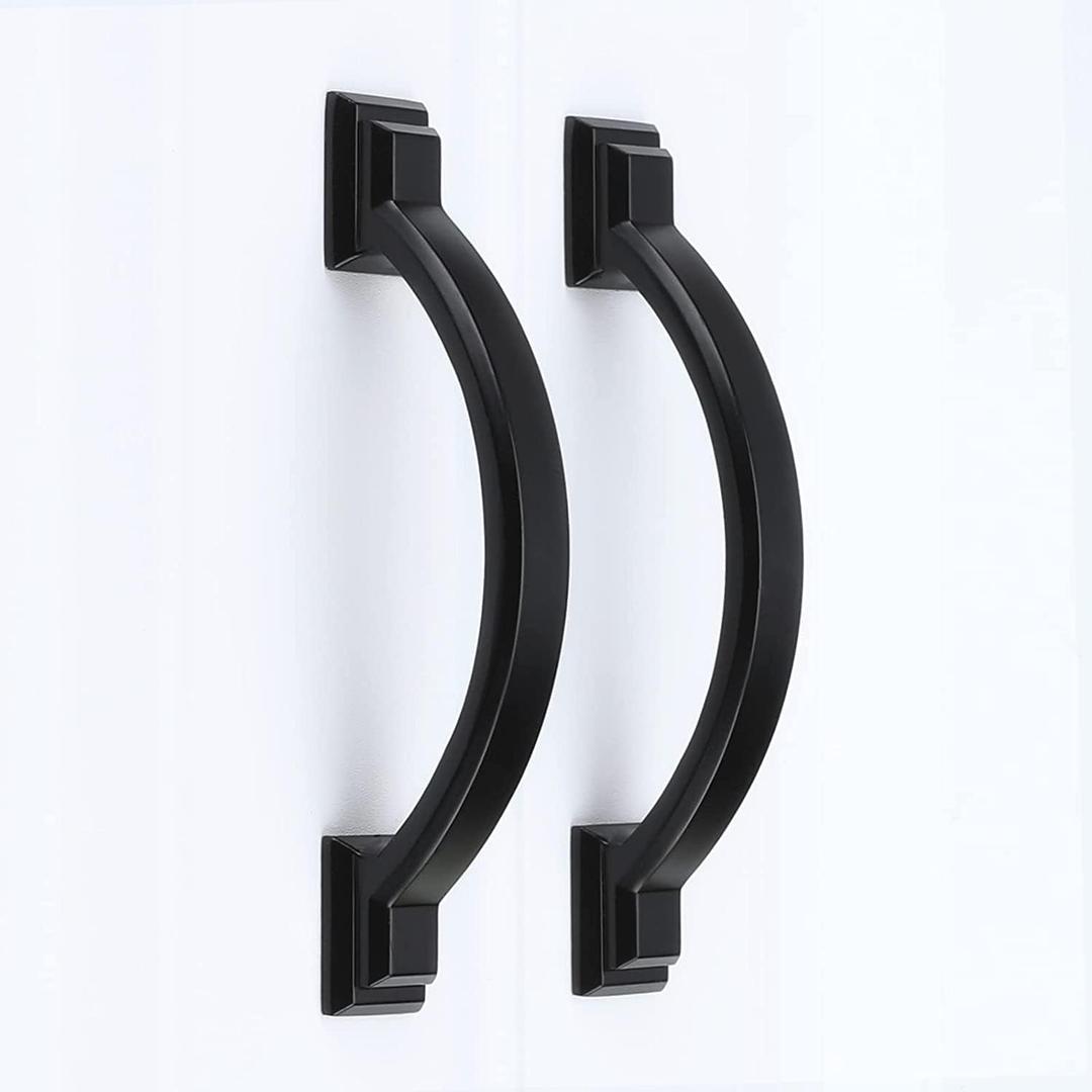 homdiy 10 Pack 3 Inch Cabinet Handles Arched Black Drawer Pulls Solid Zinc Alloy Kitchen Hardware for Bathroom, Cupboard, Dresser (3 inch (76mm) hole centers)