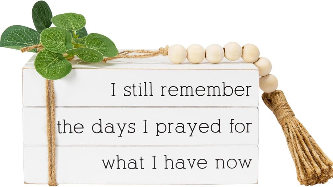 Decorative Books for Home Decor, Faux Books for Table Decor,Rustic Farmhouse Decor Books for Shelf Coffee Table Mantle Decor, Fake Books with Wood Beads String (I Still)