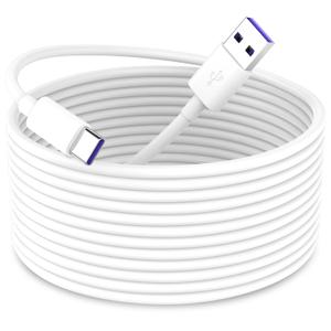 iMangoo USB A to USB C Power Cable for CCTV Camera, 16FT Type C Long Power Extension Cord for Tapo/TP-Link for Xiaomi/Mi for eufy Security Camera Outdoor Indoor Cord with 10 Wire Clips Nails White