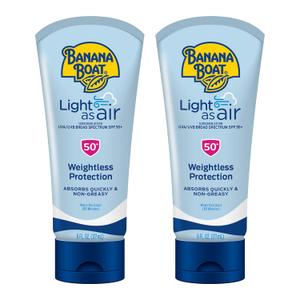Banana Boat Light As Air Sunscreen Lotion SPF 50 Twin Pack | Lightweight & Non-Greasy Lotion Sunscreen SPF 50, Sunblock, Oxybenzone-Free, 6oz each (6 Fl Oz (Pack of 2))