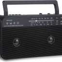 Portable AM FM Shortwave Radio with Bluetooth Speaker Plug in Wall, 3X D Cell Batteries Or AC Power Transistor Radio with 2 Tone Mode, Double Loud Speakers, Support AUX/USB/TF Card Play