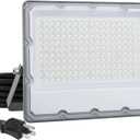 LED Flood Light 150W Equivalent  120W Plug-in Security Light with US Cord, 6500K Daylight, IP65 Waterproof, Flicker-Free Wide Beam for Garage, Yard, Driveway, Exterior Walls