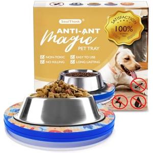 SoulThink® Ant Proof Cat Dog Bowl Tray - SoulThink x Simone Miller Collaboration Pet Food Dish Indoor No Chemical No Water Needed Different from Traditional Ant Trap (Orchid Flower)