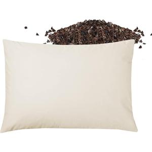 USlixury Buckwheat Pillow 14"X20" - Adjustable Height and Firmness, Buckwheat Pillow with Organic Cotton Shell, Firm Neck Support for Back/Side/Stomach Sleepers, Cool Sleep, White