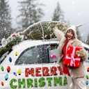 6 x Christmas Bulb Light Window Clings - Winter Car Refrigerator Decorations Stickers for Holiday Xmas Home Kitchen Living Room - Door Window Seasons Decals