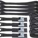 EXVITAL Tie Down Straps with Hook Cam Buckle Straps 1" x 12 1200lbs Break Strenght with Extra Soft Loops for Motorcycle, Kayak, ATVs, Dirt Bike, Truck, Car Black 4 Pack