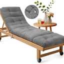 Outdoor Chaise Lounge Chair Cushion - Waterproof 74.8 x 21.7 x 4.7 Inches Memory Foam Pool Lounge Chair Cushions Replacement for Outdoor Furniture with Ties: Thickened Pool Chair Cushions, Grey
