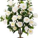 3.6FT Artificial Camellia Fake Tree Faux Plants for Home Office Living Room Porch Patio Decor Indoor Outdoor (1, White-3.6Ft)