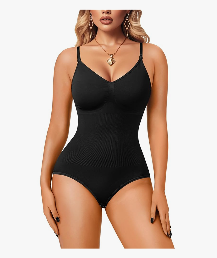Irisnaya Women Slimming Bodysuits Shapewear Tops Tummy Control Body Shaper Spaghetti Strap Camisole Leotards Bodycon Jumpsuit 2XL