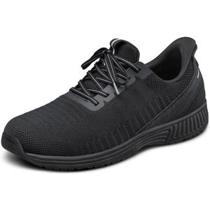 Orthofeet Men's Orthopedic Knit Yari Hands-Free Sneakers (8.5, Black/Black)