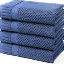 DIGEU 100% Cotton Bath Towels for Bathroom,Highly Absorbent Bath Towels Set Quick Dry,Luxury Soft Towels for Hotel(4 Piece,Electric Blue)