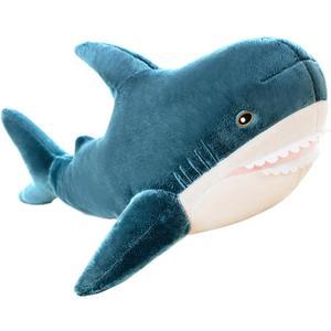 Giant Shark Plush Pillow Soft Toy Stuffed Blue Shark Animal Pillow Comfortable Sleeping Pillow Back Cushion Doll Gift for Kids (Blue, 80cm/31.49inch)