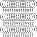 44 Pack Curtain Rings with Clips Hooks 2 inch Rustproof Matte Metal Stainless Steel Drapery Rings for Tension Rod Bracket Eyelets Decorative Hangers, Matte Silver (2" Interior Diameter)