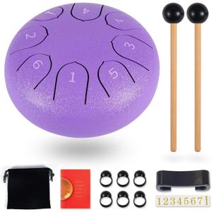 Rain Drum for Outside Garden - Steel Tongue Drum 6 Inches 8 Notes (Purple)