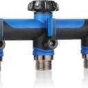 Garden Hose Splitter, 3 Way Water hose bib Spigot splitter, T Hose Connector- with Shutoff Valves Water AdapterOutdoor Faucet Splitter 3/4" GHT Thread For Home Outdoor Garden irrigation, Blue 