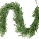 Christmas Garland, 9FT Artificial Norfolk Pine Garland, Real Touch Pine Garland, 96 Branches Christmas Garland for Mantle, Staircase, Banister, Indoor, Outdoor Christmas Decorations
