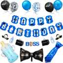 Boss Boy Birthday Party Decorations Happy Birthday Banner,Bow,Tie,Bottle Teat Balloon For Boy BOSS boy Party Favor Supplies