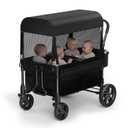 Fldofaves Wagon Stroller for Kids, 4-Seat Kid Wagon for Toddlers, Multi-Child Baby Wagon Stroller, Heavy-Duty Kids Wagon with Canopy, Large Foldable Toddler Stroller Wagon for Outdoor Travel
