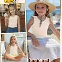 LessonZoo Girls' Tank Tops Sleeveless Shirts, Cream, 7-8 Years