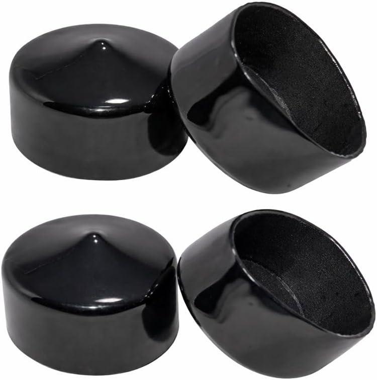 2" Vinyl End Caps (4 Pack) Fits 2" Outside Diameter Pipe (Not 2" ID) Flexible Black Push-On Rubber-Style Covers for Round Tubing, Posts & Furniture Legs