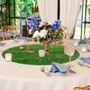 PRETYZOOM Artificial Grass Tablecloth, 19.6'' Round Glass Table Mat with Non-Slip Base, Plastic Green Turf for Balcony, Patio, Wedding Tabletop Faux Grass Mat Decoration