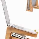 Nuvograin Laptop Stand, Wooden Vertical Laptop Stand for Desk, Bamboo Laptop Stand Compatible with MacBook Air Pro/Dell XPS/Surface pro/HP/Pixelbook/Lenovo, More Laptops 13-17.7inch