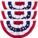 2 x 4 Ft American Pleated Fan Flag, USA Patriotic Half Fan Bunting Flag, Decoration Flags (red-3pcs)