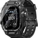 BXUXOHS Rugged Case and Band for Apple Watch Ultra 3/2/1 49mm Men, Military Grade Shockproof Bumper Cover, with 2 Pack Screen Protector, Tactical Band Case for iWatch Ultra 3 2 1 Man, Black