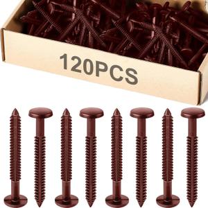 Blulu 120 Pcs 3 Inch Vinyl Shutter Fastener Window Panel Peg Lok Pin Pegs Screws Shutter Spikes Anchor (Burgundy Red)