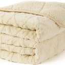 Topblan Weighted Blanket for Adults, 48" x 72" 15lbs, Soft Sherpa Twin Size Heavy Blanket with 3D Jacquard Flannel Fleece Weighted Blankets for Couch and Bed (Beige)