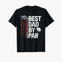 Golf Best Dad By Par Daddy Golfer American Flag Father's Day T-Shirt L