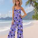 YESNO Casual Wide Leg Jumpsuits for Women Boho Floral Pleated Wide Leg Overalls Rompers Vacation Outfits with Pockets PIA (Purple, XL)