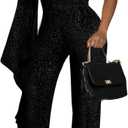 sexycherry Formal Jumpsuit for Women Dressy Elegant Long Straight Pants Jumpsuits for Party Club with Zipper (Small, Black/Sparkly)