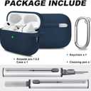 MOLOVA AirPod Pro Case Cover with Cleaner Kit, Soft Silicone Cover for AirPods Pro Case 2nd/1st Comes with Keychain for Women Men,Suitable Cases for Airpods Pro 2nd Generation Case and 1st-Noon Blue