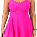 Aqua Eve Plus Size Two Piece Swimsuits for Women Tankini Bathing Suits Flowy Swim Dress with Shorts (Hot Pink) 16W