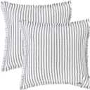 2 Pcs Classical Striped Throw Pillow Cover with Tassels Fringe Boho Decoration Cushion Cases for Home 16 x 16 Inch Black