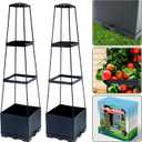2 Packs Raised Garden Bed Tomato Planter Box with Trellis,44.8" Self-Watering Tomato Cage with Trapezoidal Trellis for Climbing Plants Flowers Vegetables Vine in Patio Garden Indoor Outdoor