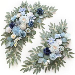Artificial Wedding Arch Flowers Kit (Pack of 2) for Wedding Arch, Bridal Shower, Ceremony and Reception Backdrop Decoration (Blue Inspiration)