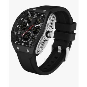 Watches for Men Unique Rectangle Relojes para Hombres Black Wristwatch with Digital Analog Dual Time Display Countdown Stopwatch Punk Cool Design 5ATM Waterproof