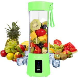 [Upgraded Version] Personal USB Juicer Cup ,Portable Juicer Blender ,Household Fruit Mixer - Six Blades in 3D,Rechargeable Fruit Mixing Machine For Baby Travel 380ml(green)