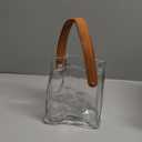 Glass Purse Vase for Flowers Clear Vases for Centerpieces Glass Bag Vase with Leather Handle Small Bag Vases for Decor Decorative Fish Bowl for Home Wedding Decor