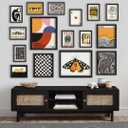 ANERZA 16 PCS Eclectic Wall Art Decor, Modern Maximalist Wall Prints for Bedroom, Bauhaus Posters for Room Aesthetic, Retro Abstract Wall Collage Kit for Living Room, Funky Dorm Gallery Home Decor (11"x14" Unframed, Orange)